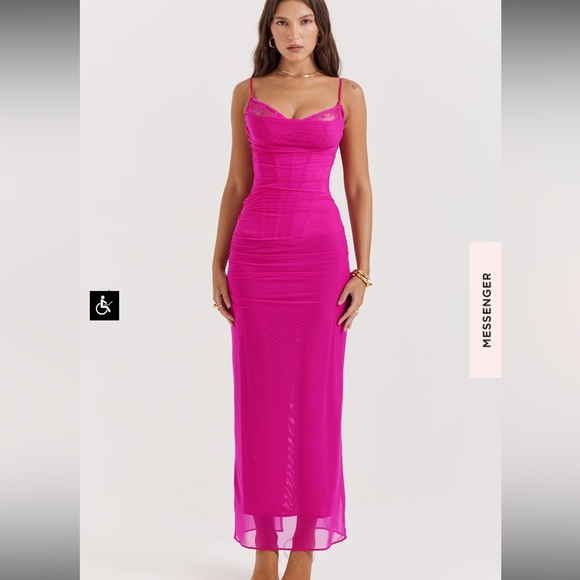 SOLD! HOUSE of CB Nalini Fuchsia Maxi Dress - Picture 4 of 5